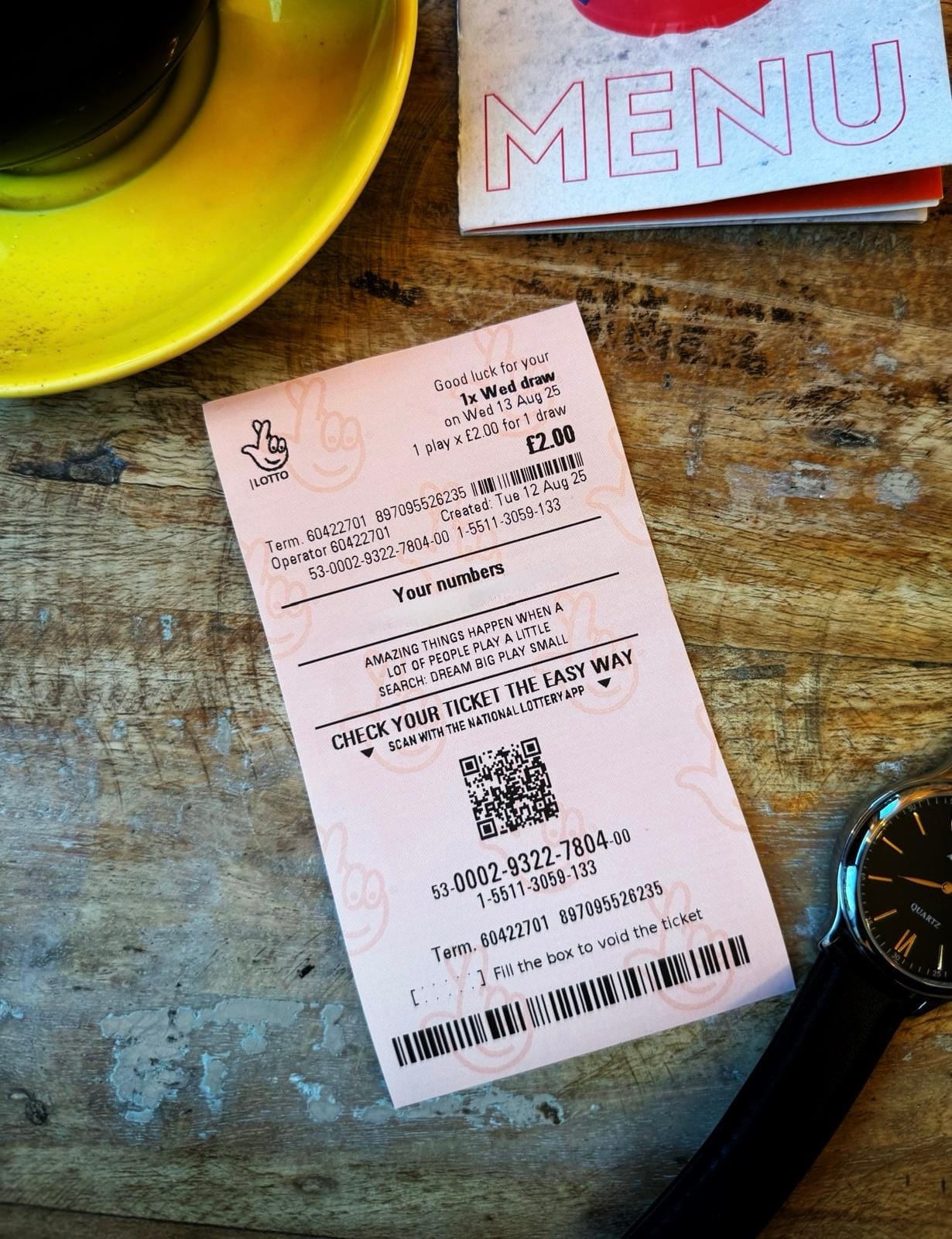 UK Lotto Tickets Roll (Pre-Printed)